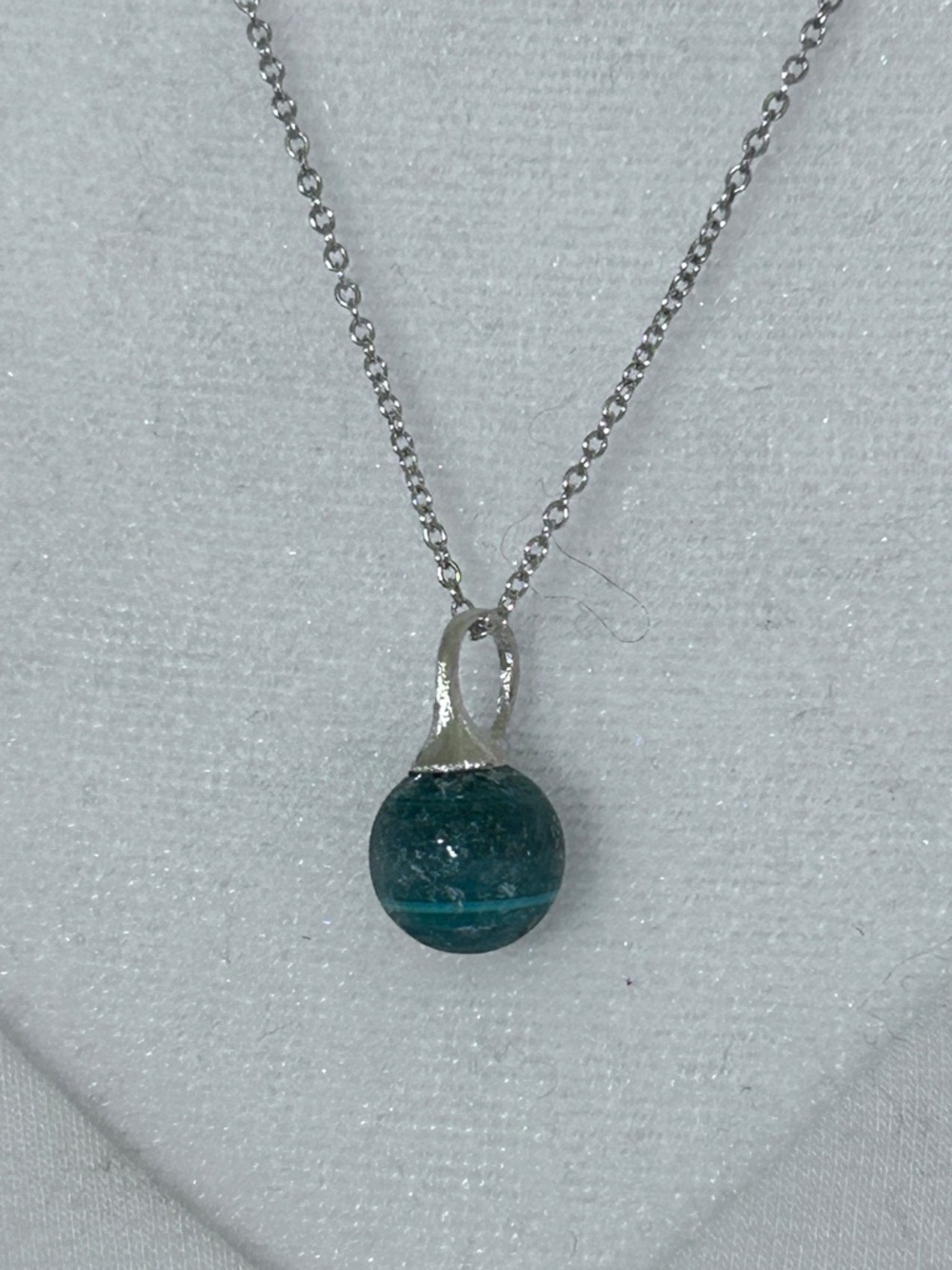Silpada Sterling Silver Green Blue Teal Glass Ball Pendant Necklace